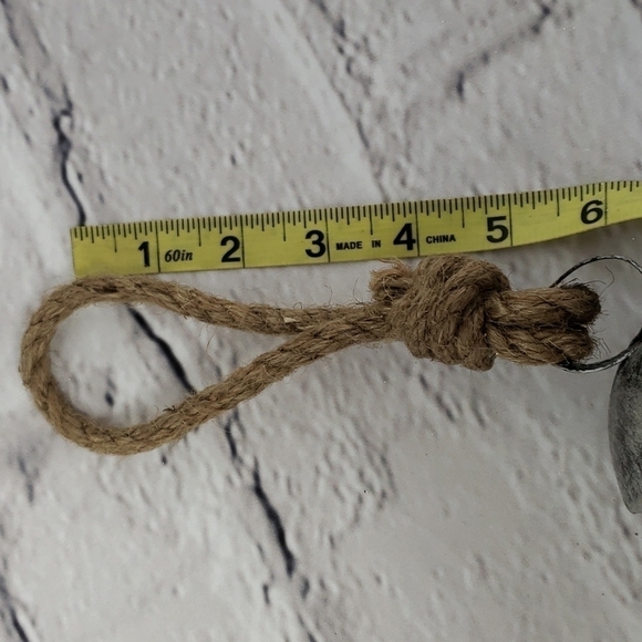 Set of 3 Cow Bell Ornaments Silver Pewter Look Metal & Rope Wood Clangor Medium - Picture 4 of 5